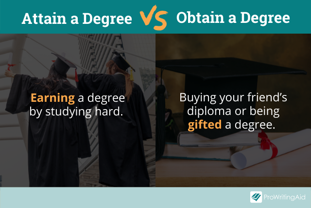 Attain a degree vs obtain a degree