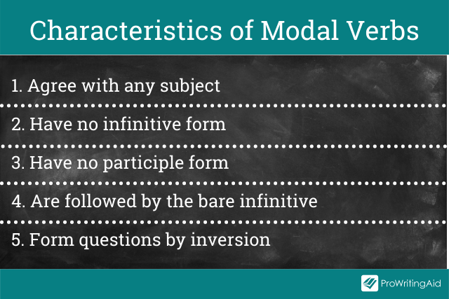 Characteristics of modal verbs
