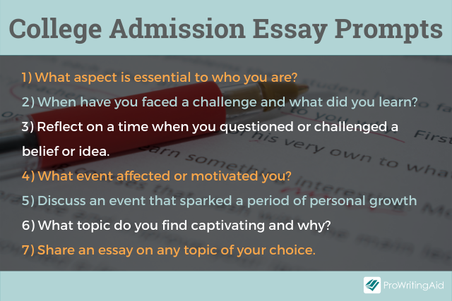 7 common application essay prompts
