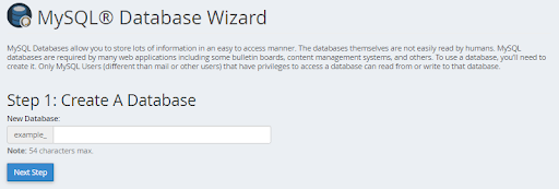 Create a MySQL database