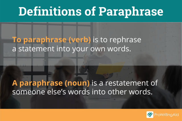 paraphrasing down meaning