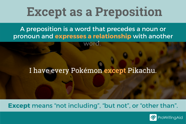 Except as a preposition