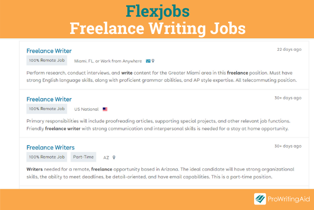Freelance writing jobs on FelxJobs