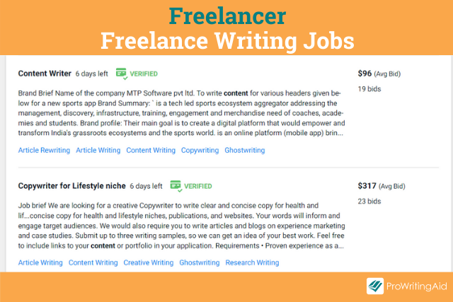 Freelance writing jobs on Freelancer