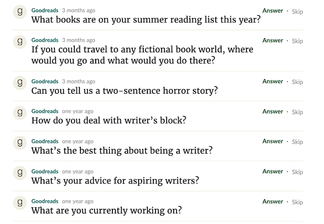 goodreads questions