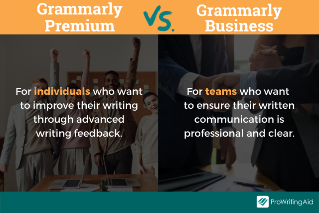 Grammarly premium price versus grammarly business price