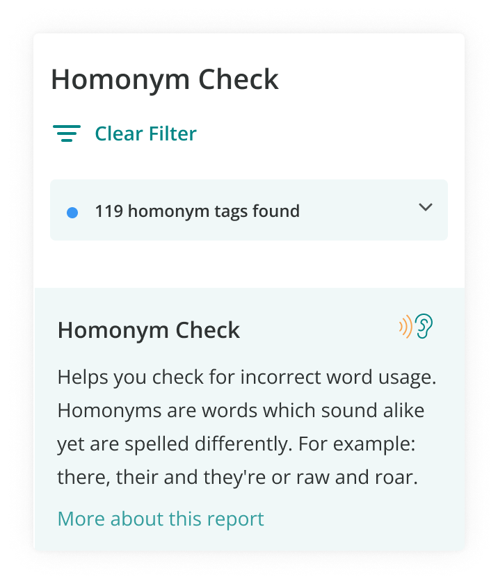 Homeonym Report