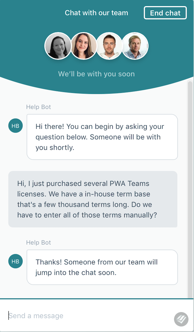 A customer's conversation with a chatbot