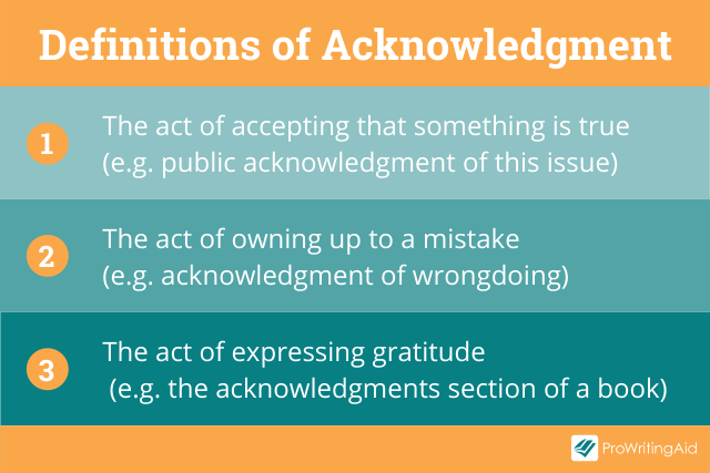Secondary definitions of acknowledgement