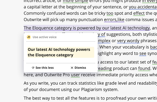 Outwrite Sentence Rewriting example