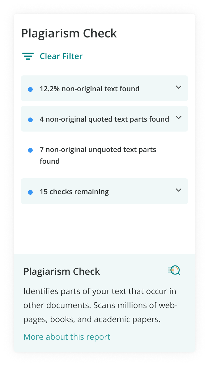 ProWritingAid's Plagiarism report