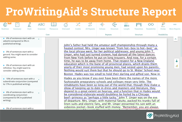 ProWritingAid's Sentence Structure Report