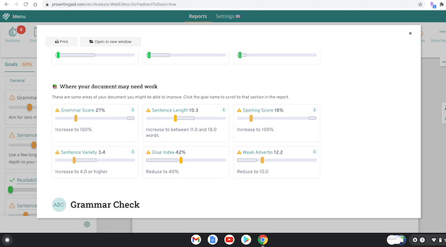 ProWritingAid's Summary Report