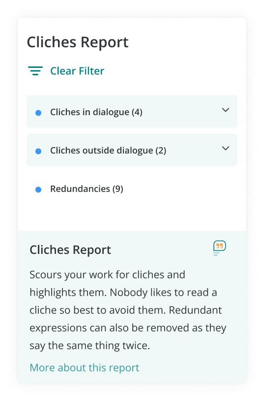 ProWritingAid's cliche report