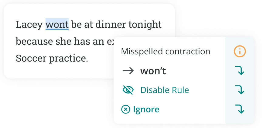 ProWritingAid correcting a misspelled contraction