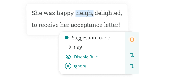 ProWritingAid correcting neigh to nay