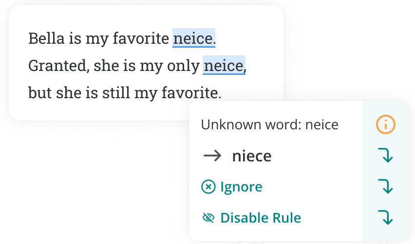 ProWritingAid correcting neice to niece