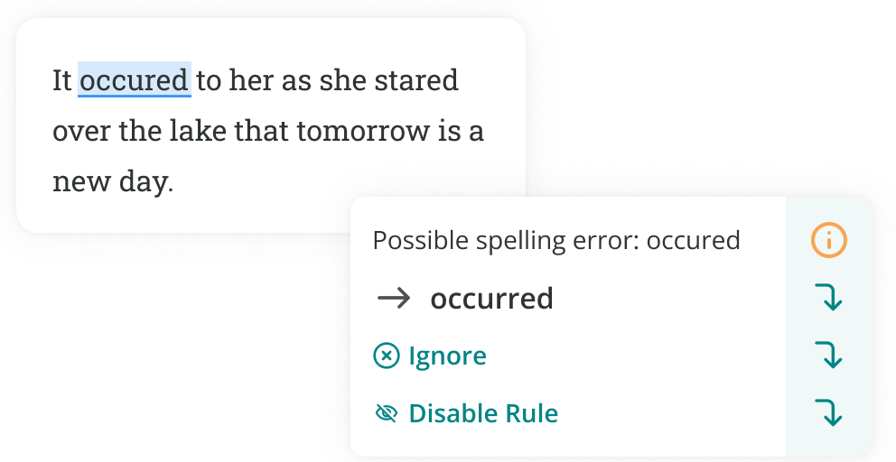 ProWritingAid correcting occured to occurred