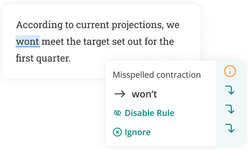 ProWritingAid correcting wont to won't