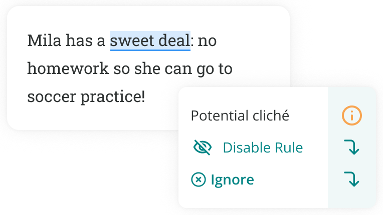 ProWritingAid detecting a cliche