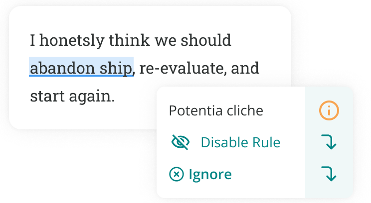 ProWritingAid detecting a potential cliche