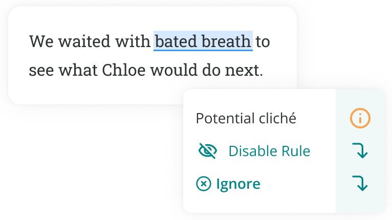 ProWritingAid detecting a cliche