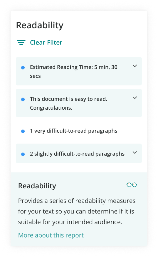 ProWritingAid's Reabability Report