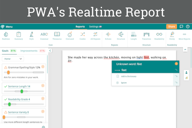 ProWritingAid's realtime report