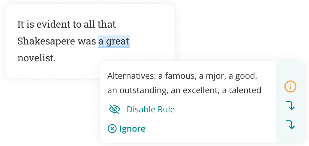 ProWritingAid offering synonyms for great