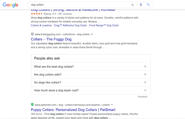 People also ask search result example