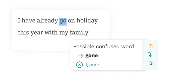 ProWritingAid correcting go to gone