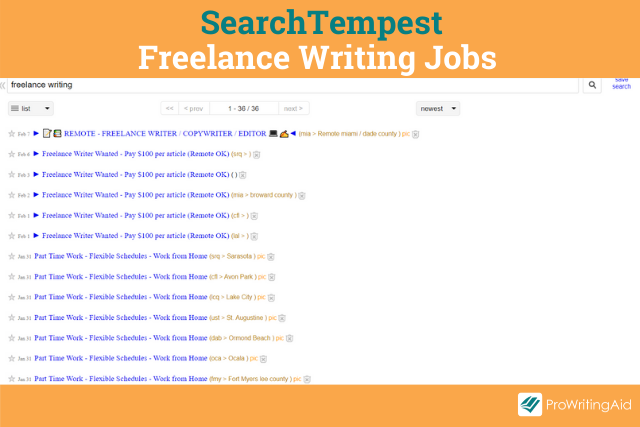 freelance writing jobs on searchtempest