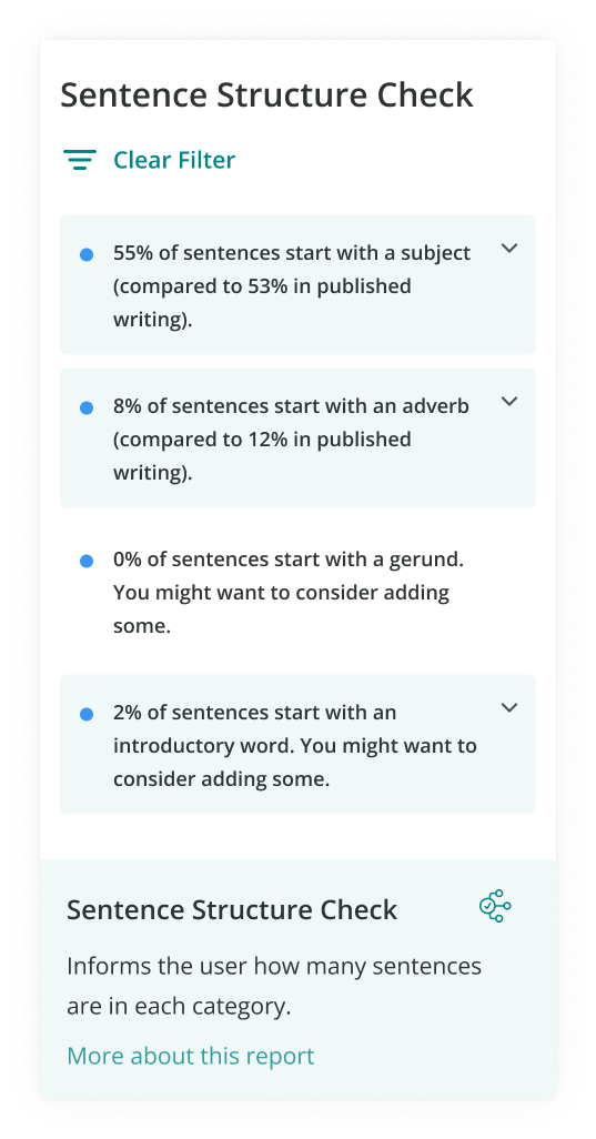 ProWritingAid Sentence Structure Report