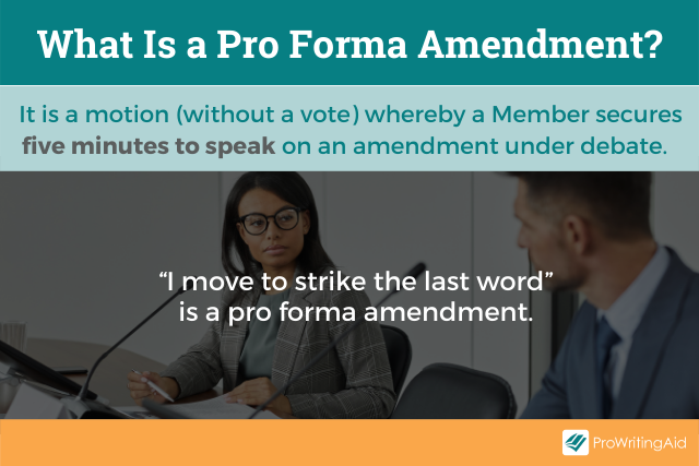 Definition of a pro forma amendment