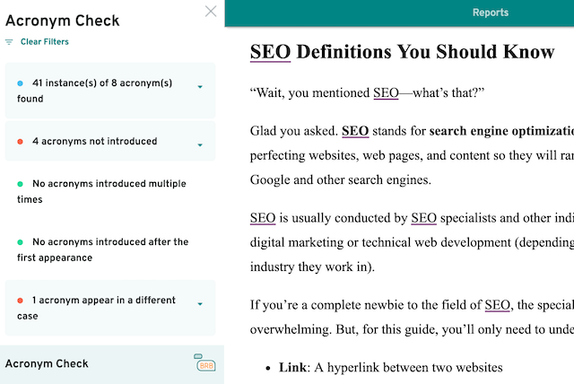 How to Use ProWritingAid's Acronym Report