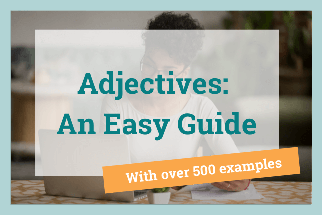 cover image, adjectives: an easy guide with over 500 examples