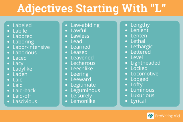 Adjectives starting with L