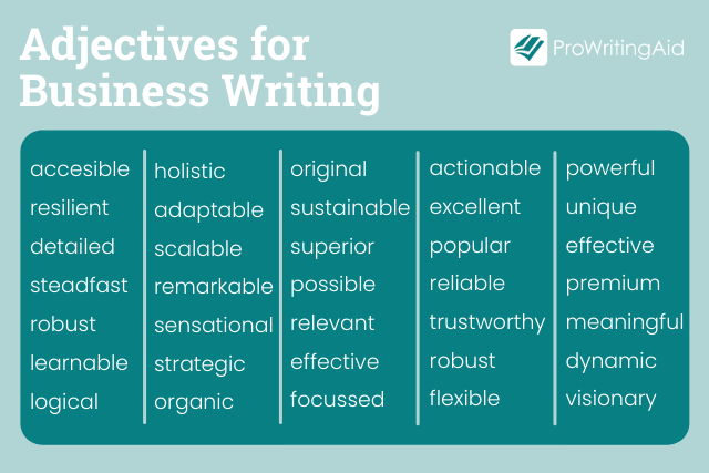 best adjectives for business writing