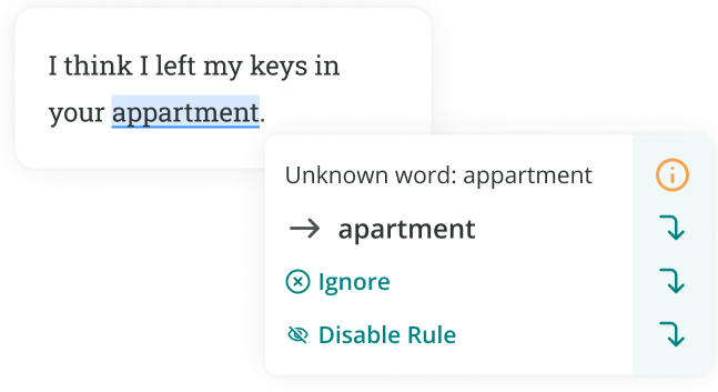 ProWritingAid correcting the spelling of appartment