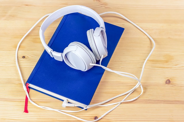 Headphones on book