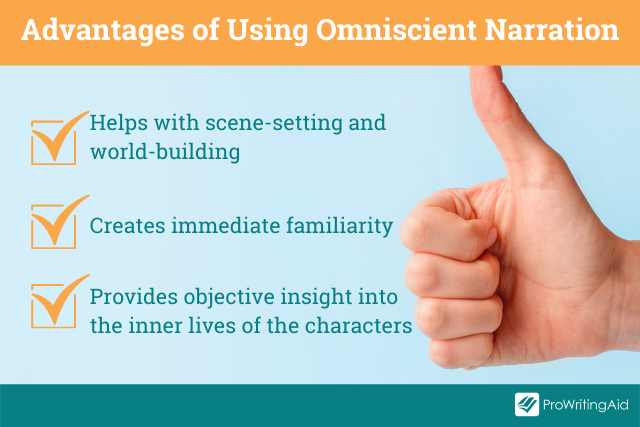 Image showing advantages of using omniscient narration