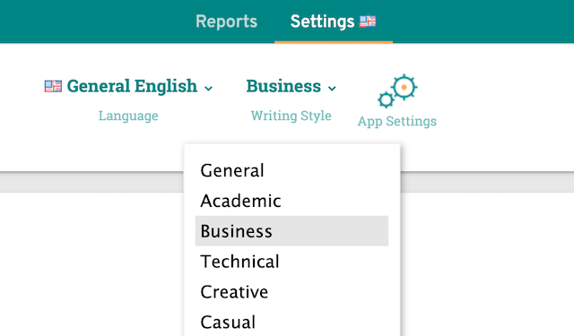 set writing style to business