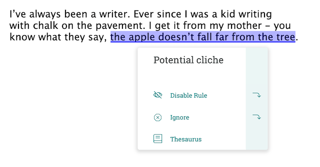 a screenshot of a cliche report suggestion in prowritingaid