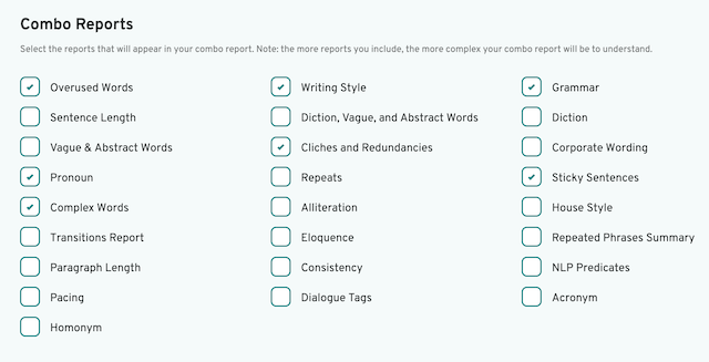 ProWritingAid Combo Check