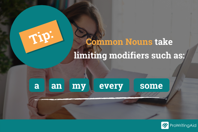 Image showing the limiting modifiers for common nouns