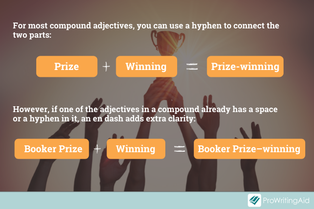 graphic showing how to use en dash in compound adjectives