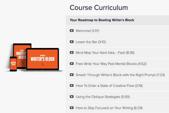 conquering writer’s block curriculum sample