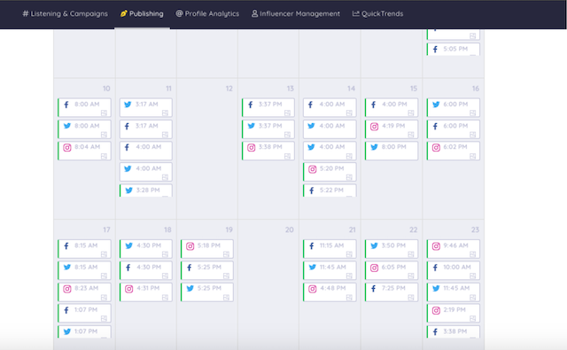 example of a content marketing calendar