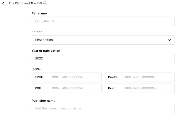 copyright form in reedsy