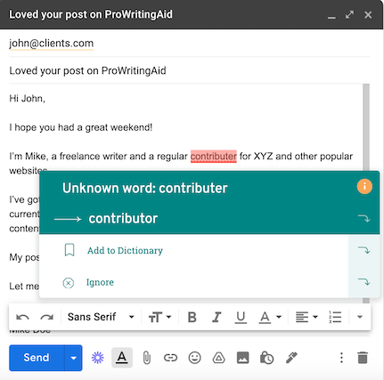 prowritingaid in an outreach email